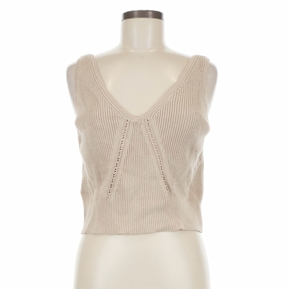 Banana Republic Beige Knit V-Neck Tank Top